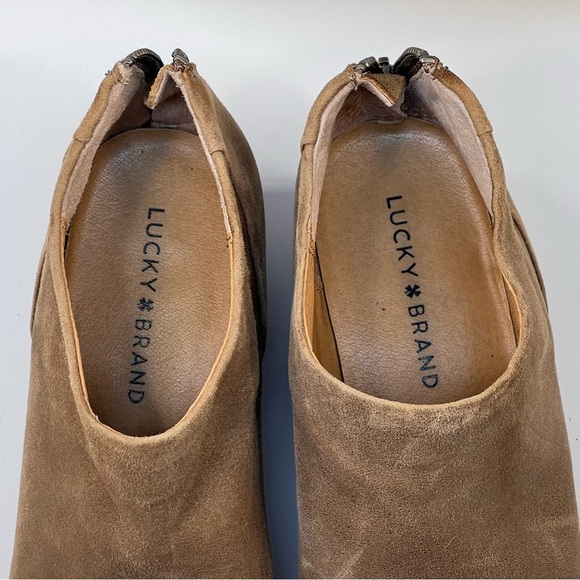 Lucky Brand Booties Brown Suede Ankle Boots Boho Western Leather Festival 9 - Picture 13 of 15